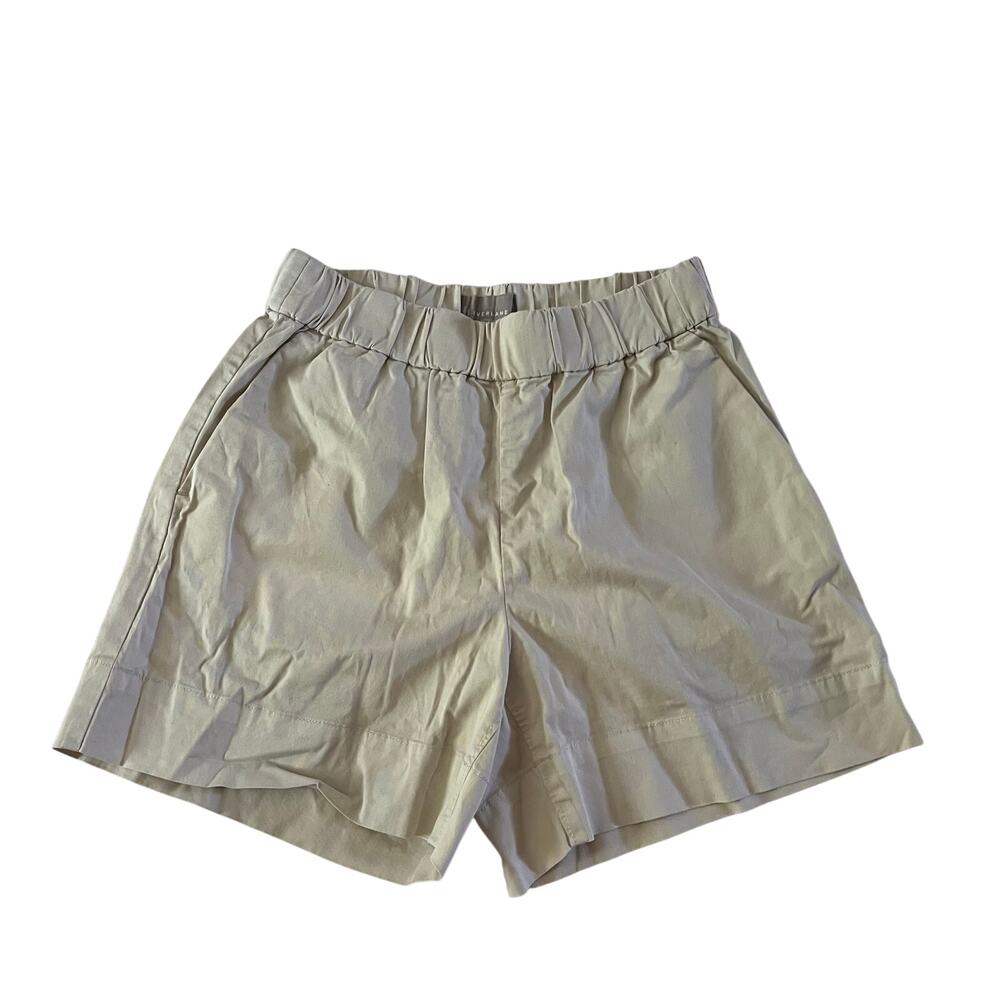 Everlane Cream Organic Cotton Pull On Shorts Sz 4 Elastic Stretch 4inch Inseam